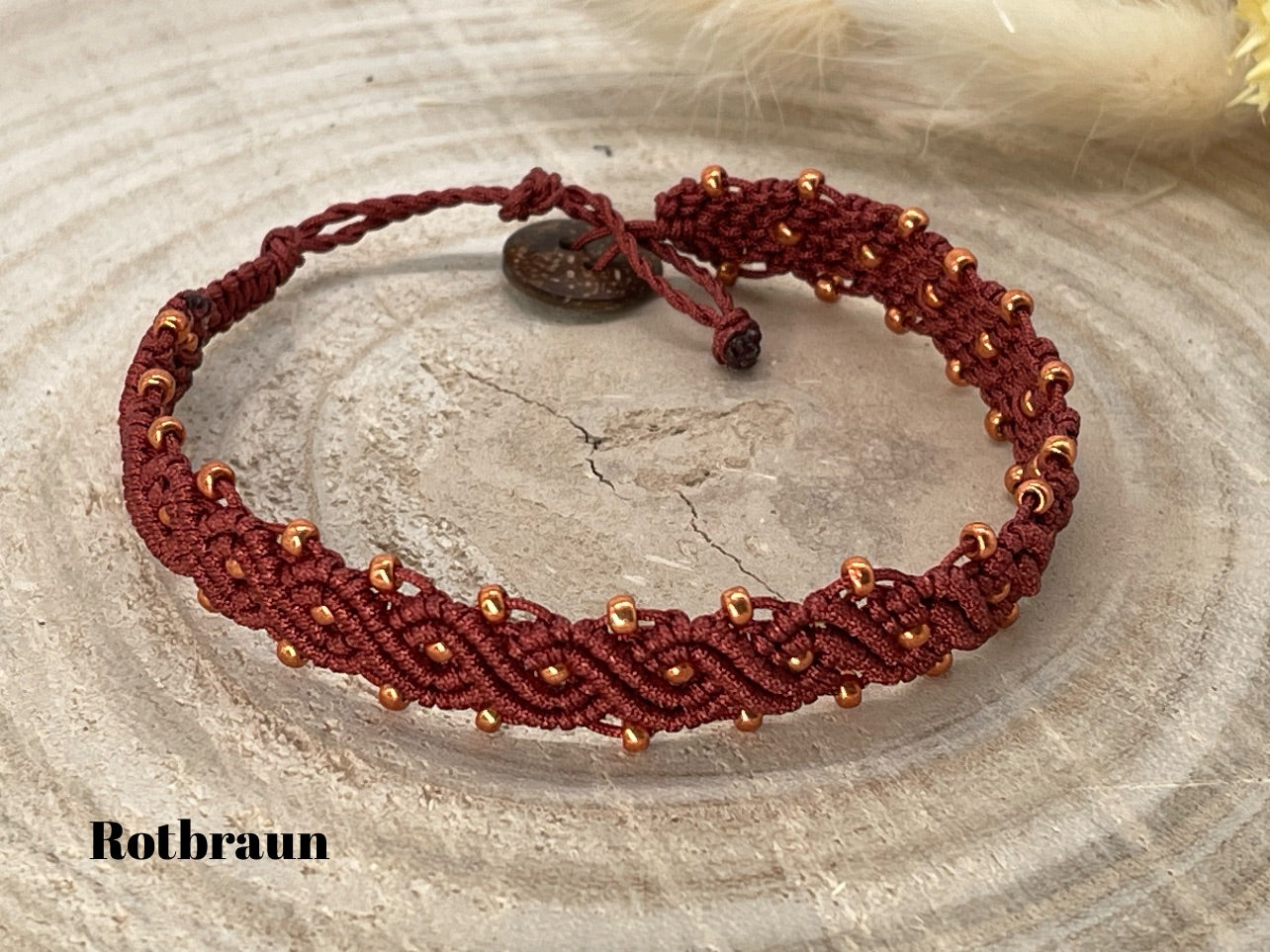 Makramee Schmuck Fussbändchen Fusskettchen "Boho“ II Perlen