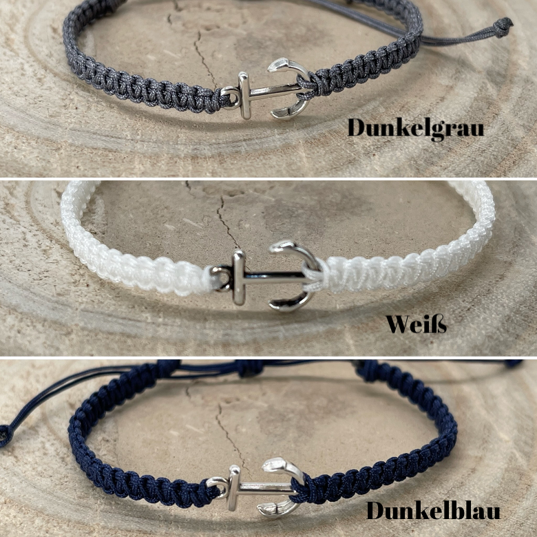 Freundschaftsarmband Makramee Armband kleine Anker silberfarbenen Edelstahl