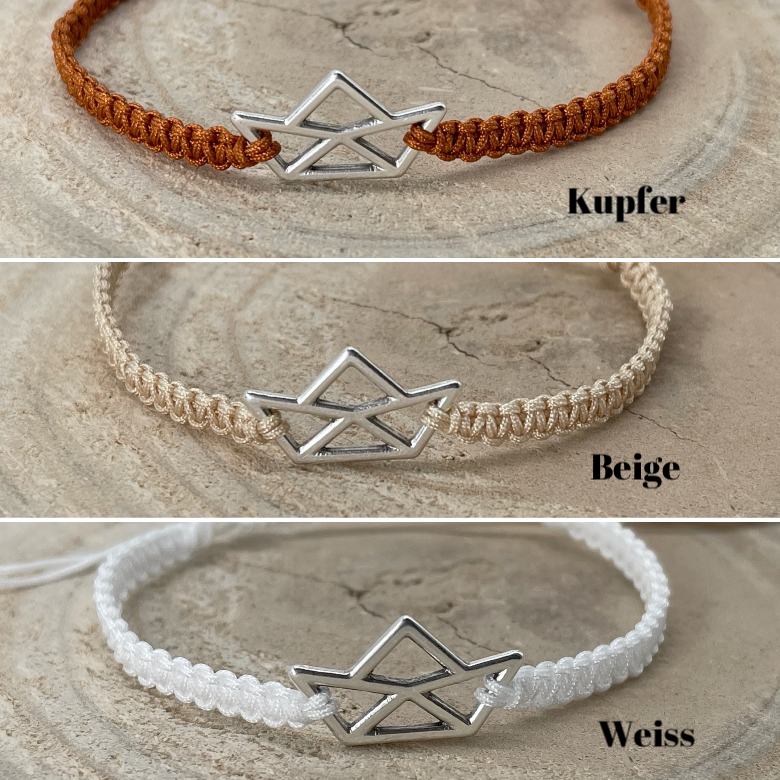 Freundschaftsarmband Makramee Armband Schiff silberfarbenen Edelstahl