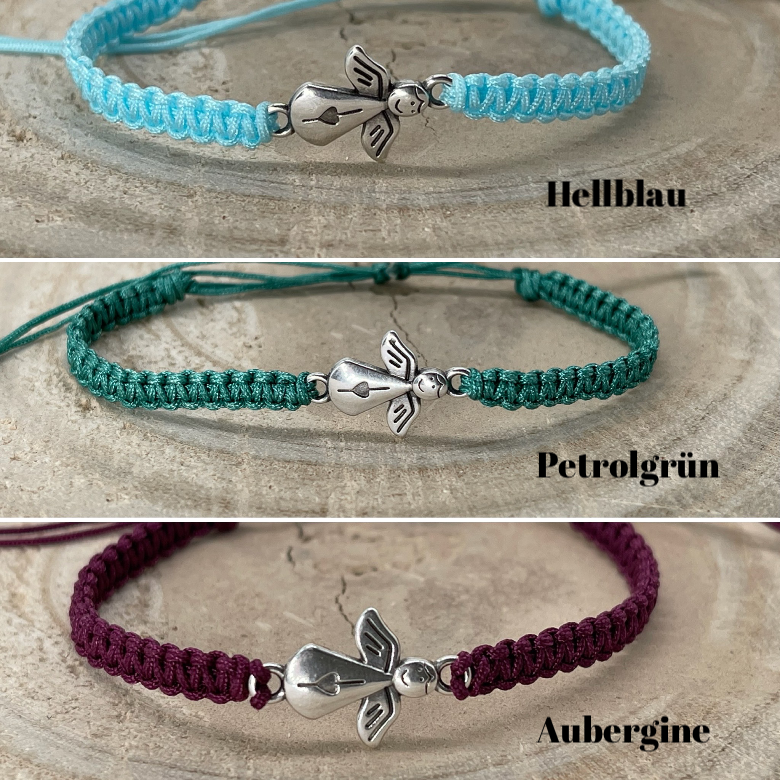Freundschaftsarmband Makramee Armband Schutzengel Engel silberfarbenen Edelstahl