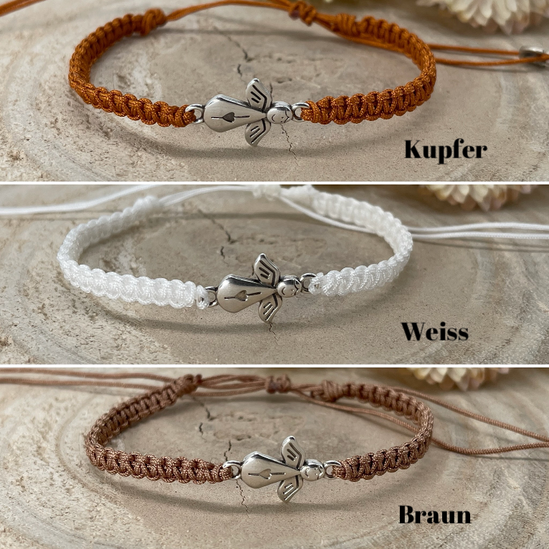 Freundschaftsarmband Makramee Armband Schutzengel Engel silberfarbenen Edelstahl