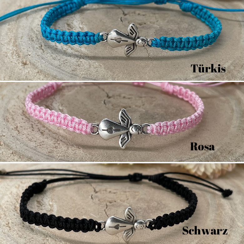 Freundschaftsarmband Makramee Armband Schutzengel Engel silberfarbenen Edelstahl