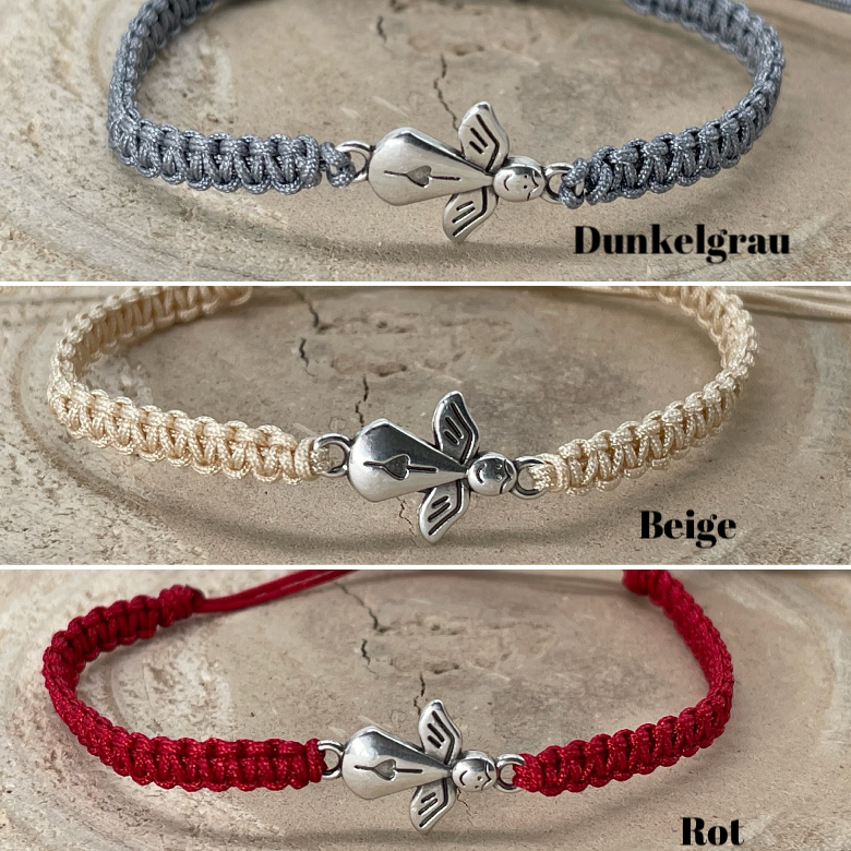 Freundschaftsarmband Makramee Armband Schutzengel Engel silberfarbenen Edelstahl
