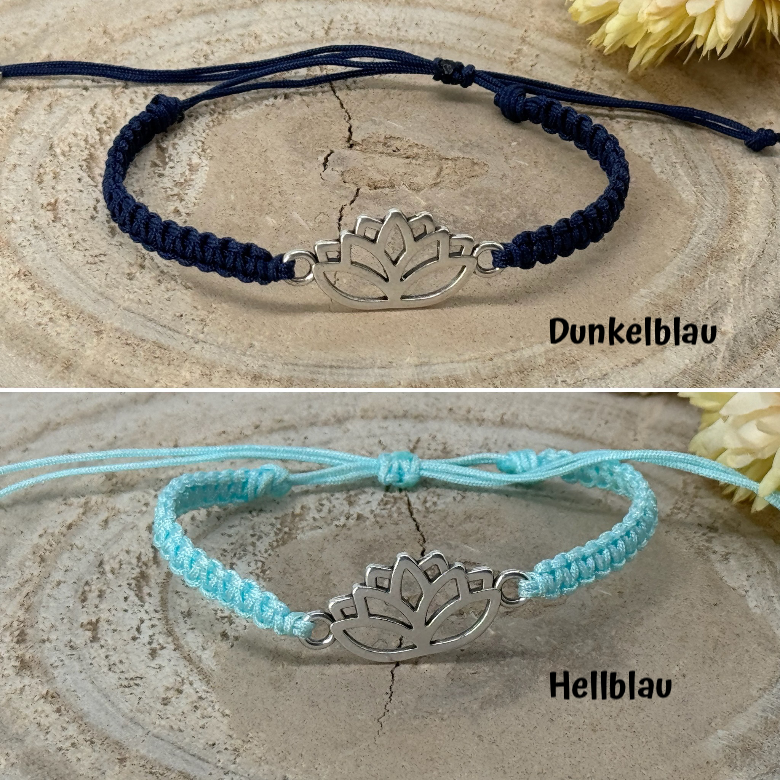 Freundschaftsarmband Makramee Armband Lotusblüte silberfarbenen Edelstahl