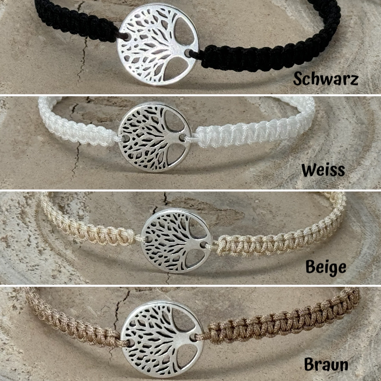 Freundschaftsarmband Makramee Armband Baum silberfarbenen Edelstahl