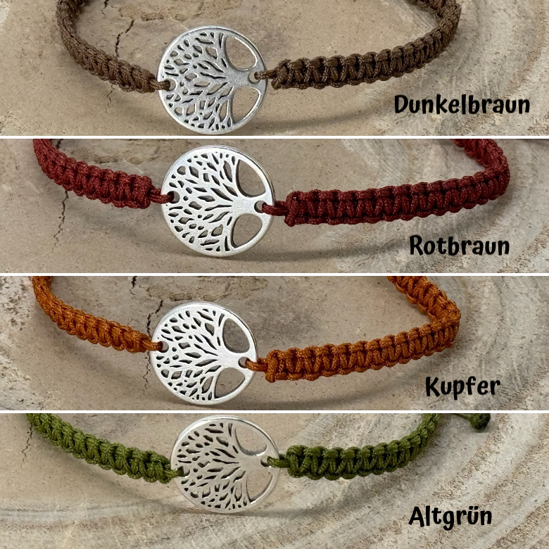 Freundschaftsarmband Makramee Armband Baum silberfarbenen Edelstahl