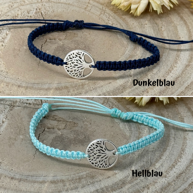 Freundschaftsarmband Makramee Armband Baum silberfarbenen Edelstahl