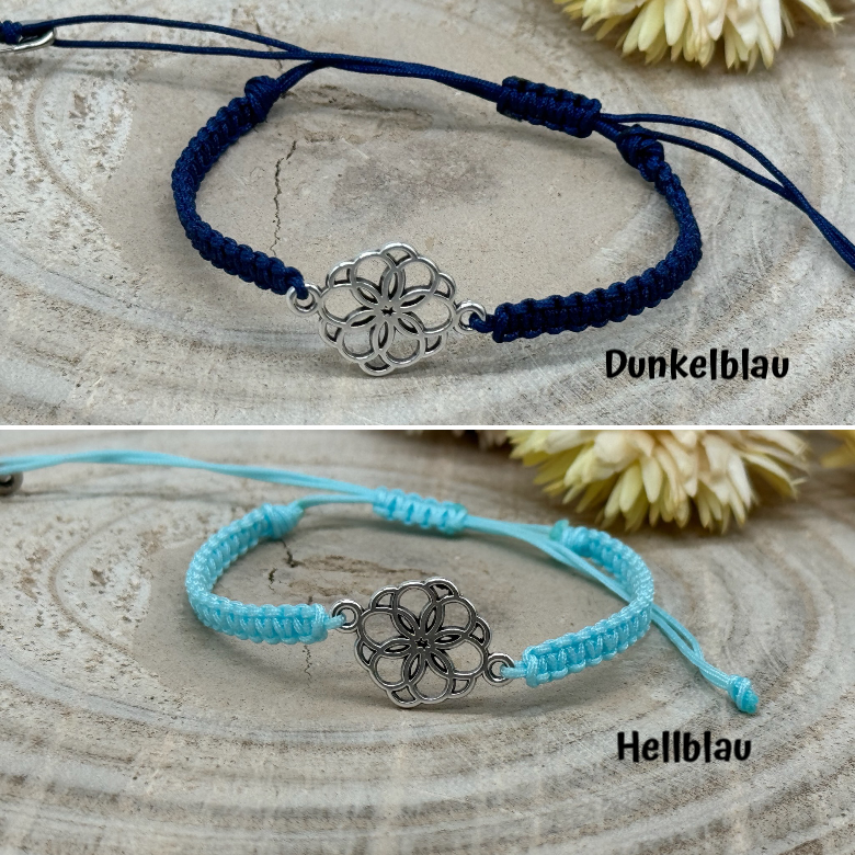 Freundschaftsarmband Makramee Schmuck Armband Blumen Mosaik silberfarben