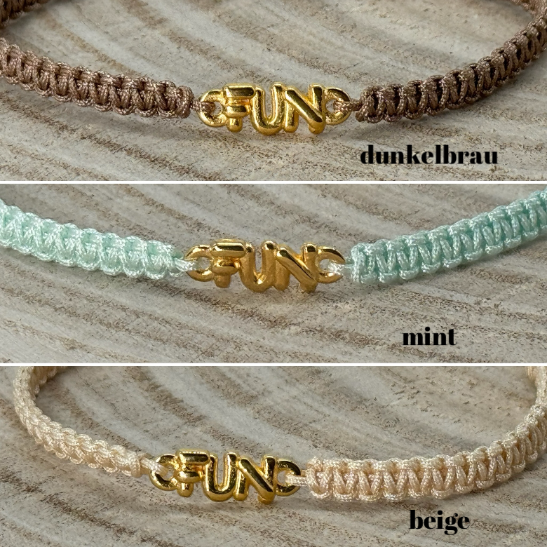 Freundschaftsarmband Makramee Armband Schmuck FUN goldfarben
