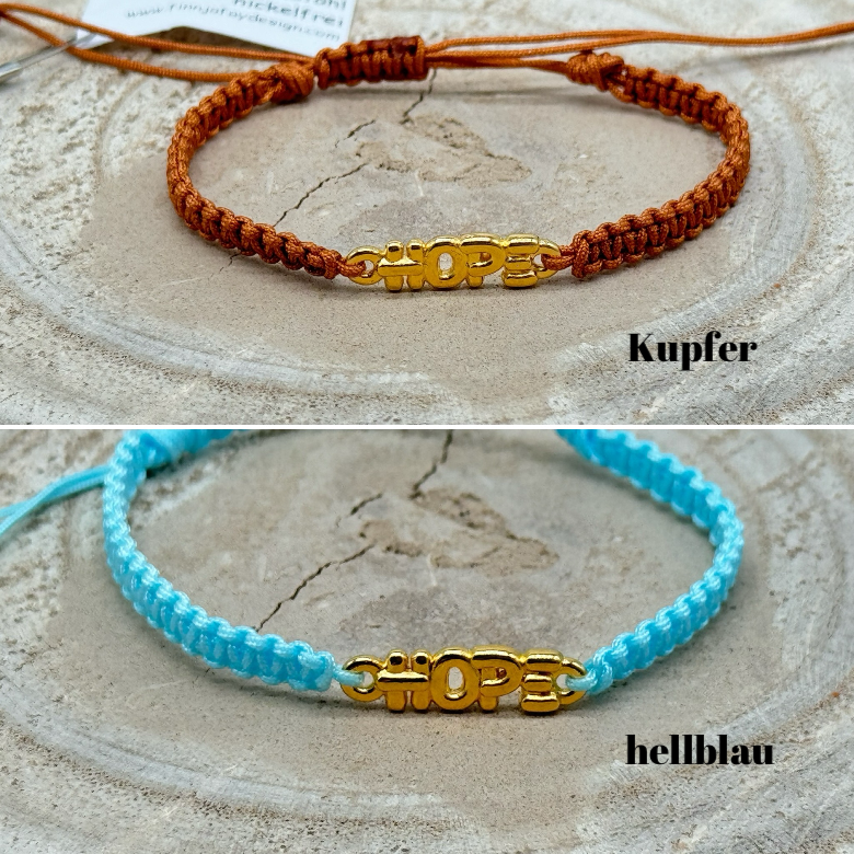Freundschaftsarmband Makramee Armband HOPE Edelstahl goldfarben