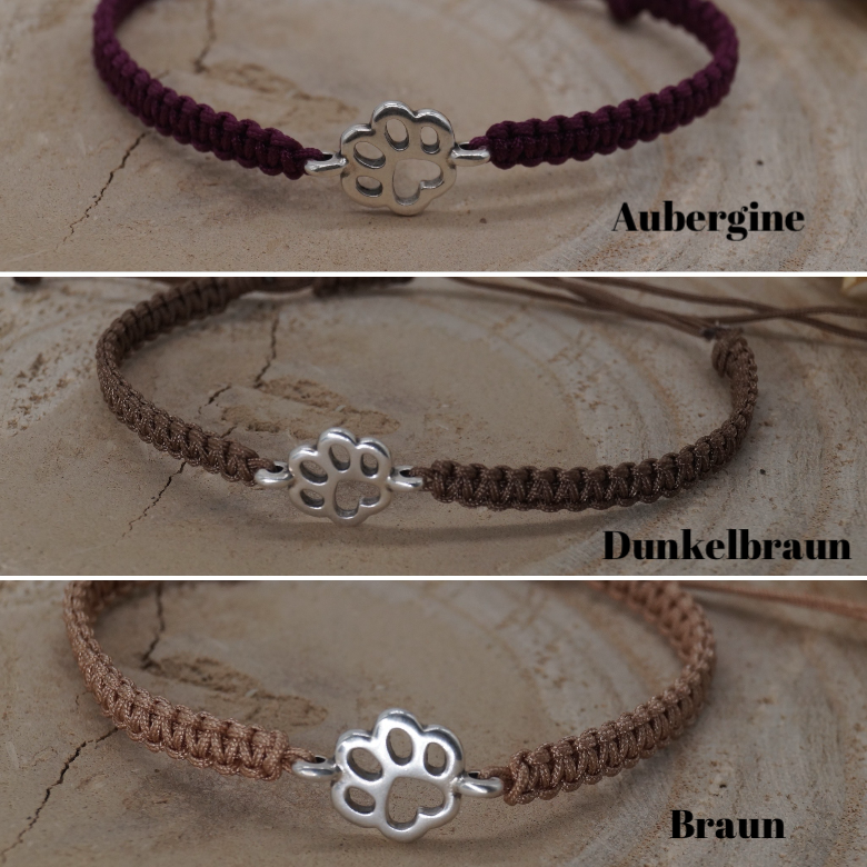 Freundschaftsarmband Makramee Armband Tatze silberfarbenen Edelstahl