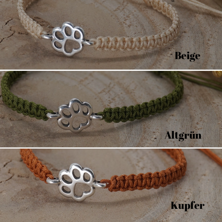 Freundschaftsarmband Makramee Armband Tatze silberfarbenen Edelstahl