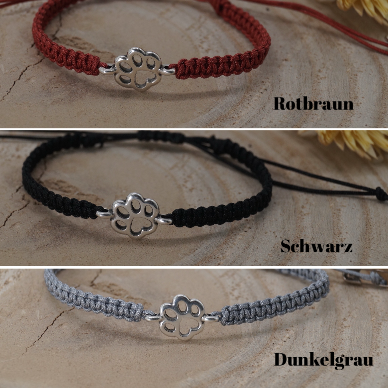 Freundschaftsarmband Makramee Armband Tatze silberfarbenen Edelstahl