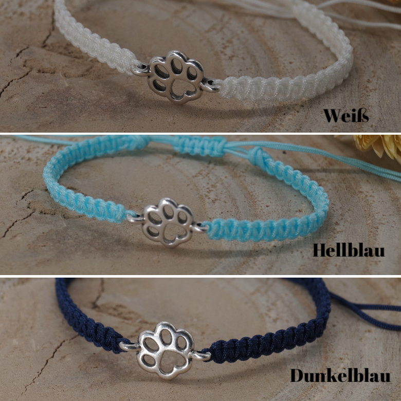 Freundschaftsarmband Makramee Armband Tatze silberfarbenen Edelstahl