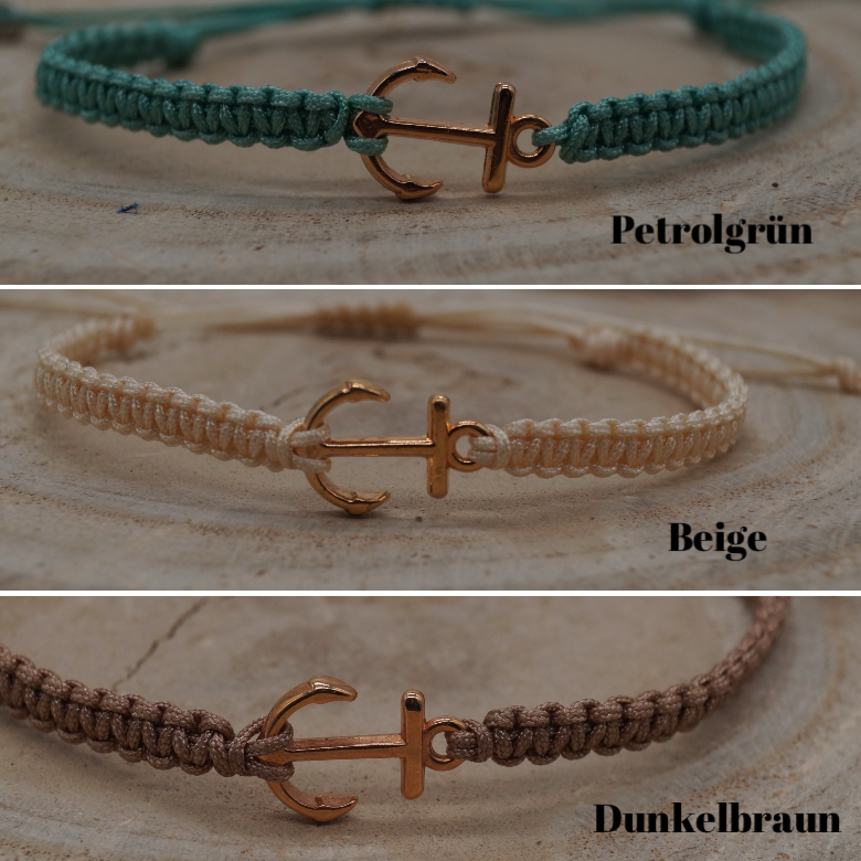 Freundschaftsarmband Makramee Schmuck Armband Anker Roségoldfarbend