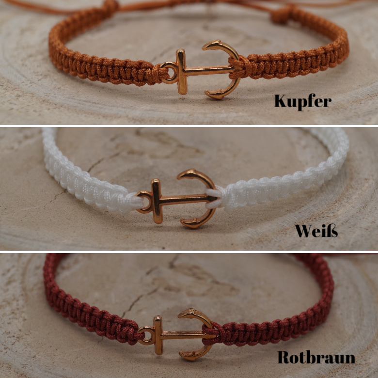 Freundschaftsarmband Makramee Schmuck Armband Anker Roségoldfarbend