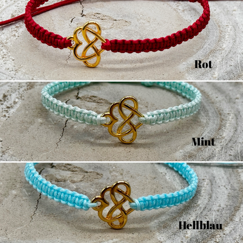 Makrameearmband Freundschaftsarmband Schmuck Armband Edelstahl Anhönger Unendliche-Liebe