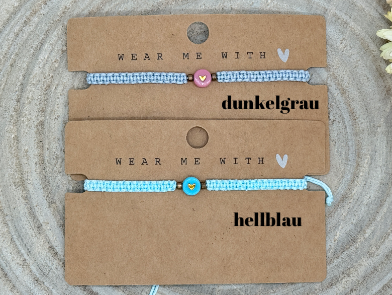 Freundschaftsarmband Makramee Schmuck Armband Herz mit bronzefarbenen Perlen