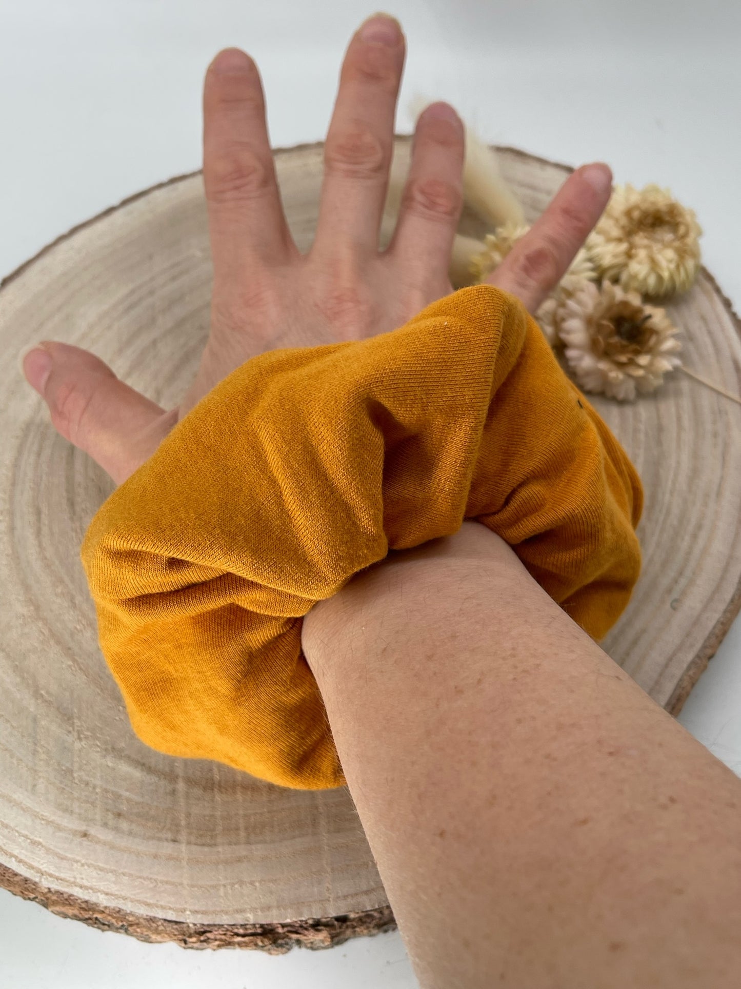 Jersey Scrunchie Haargummi Ocker Uni braun