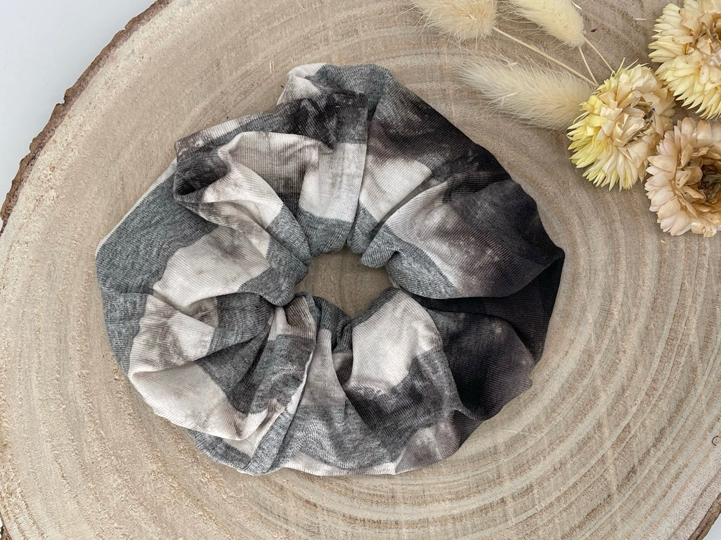 Modal Scrunchie Haargummi grau weiße Streifen