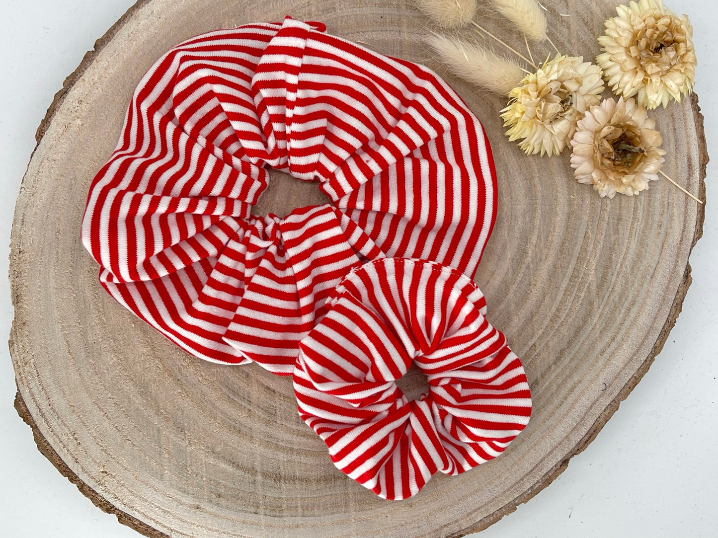 Scrunchie Haargummi Haarband weiß rot gestreift