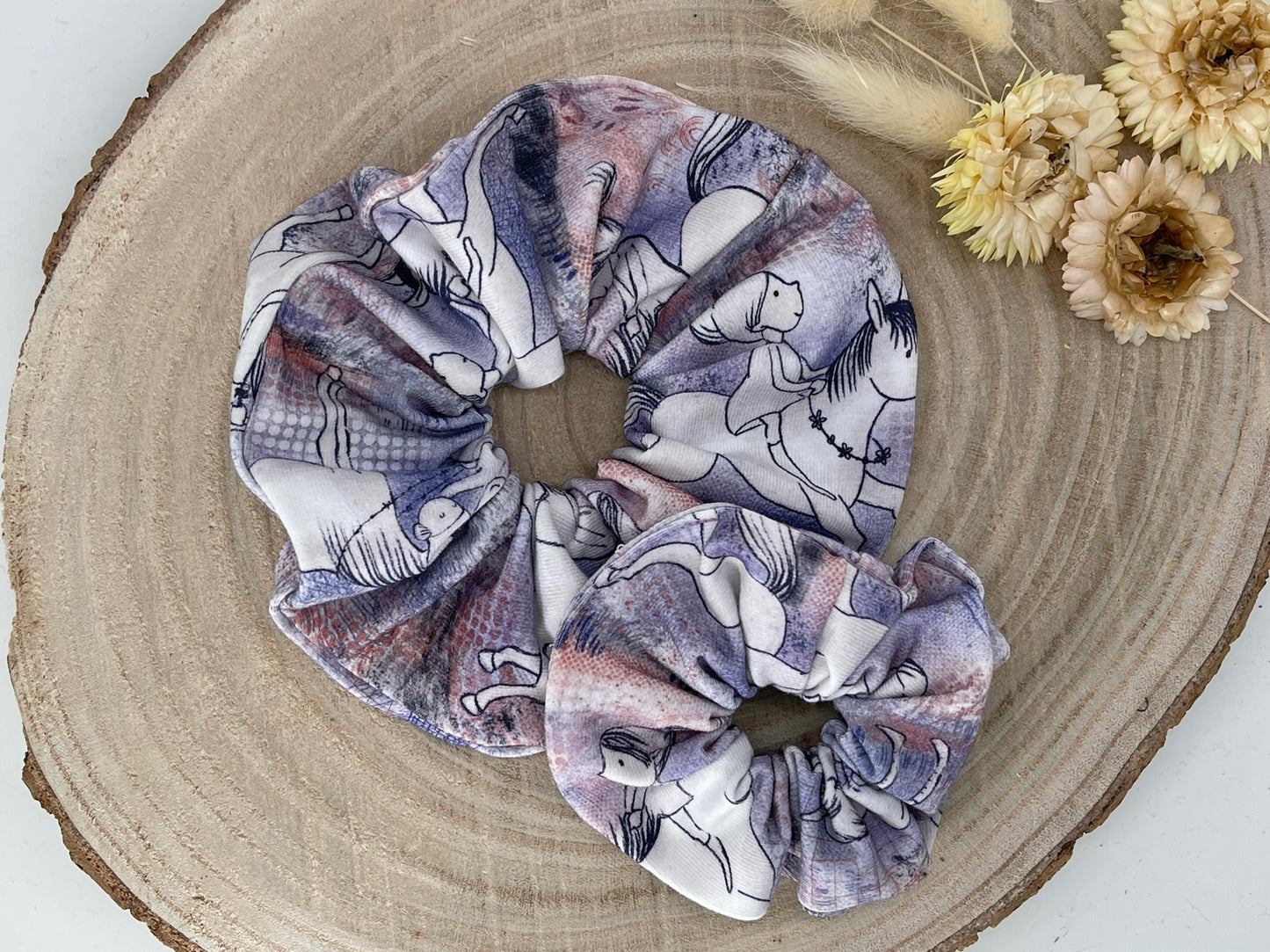 Scrunchie Haargummi elastisches Haarband kleine Reiterin blau für feines oder dickes Haar