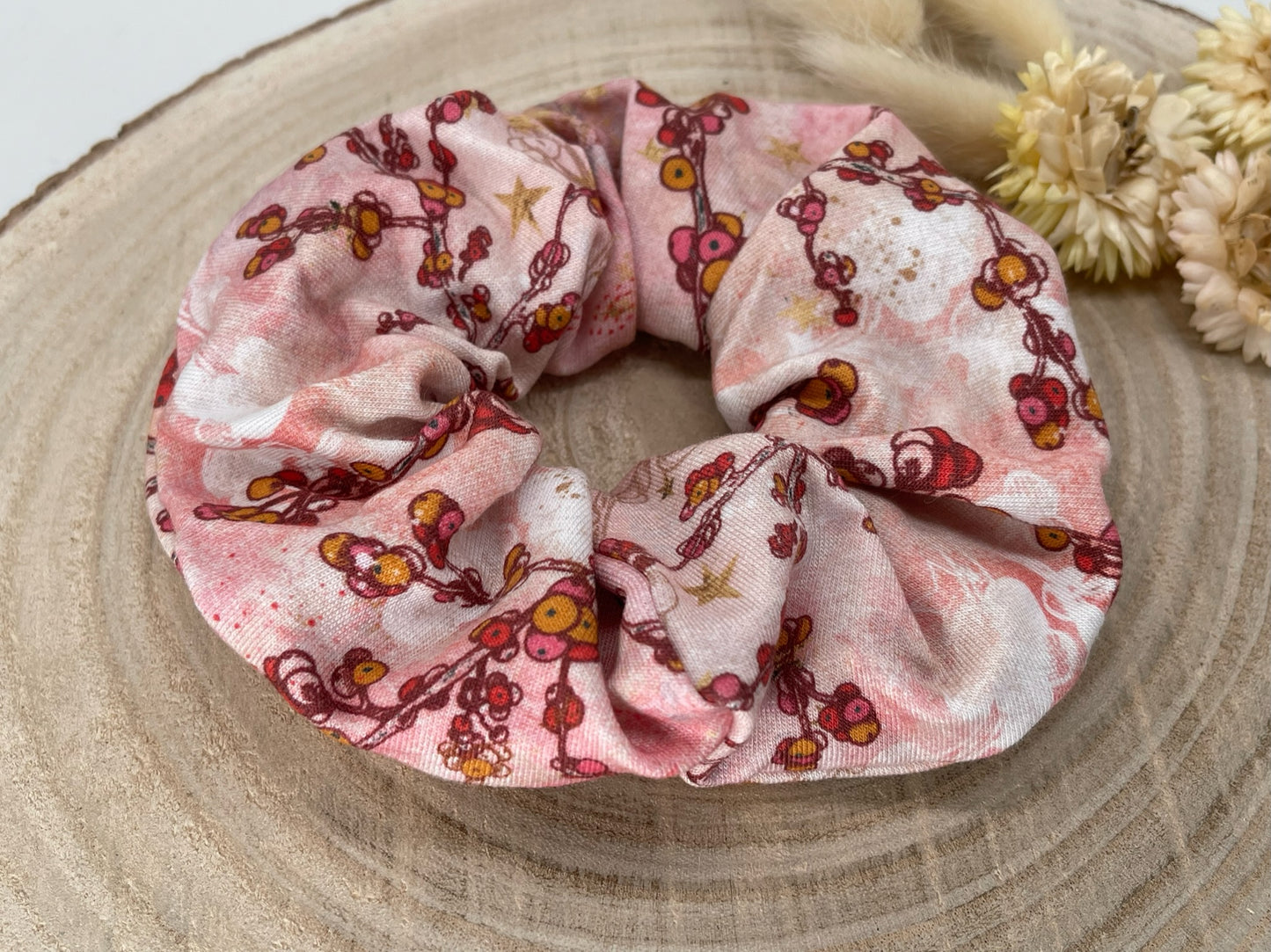 Jersey Scrunchie Haargummi Knospen rosa