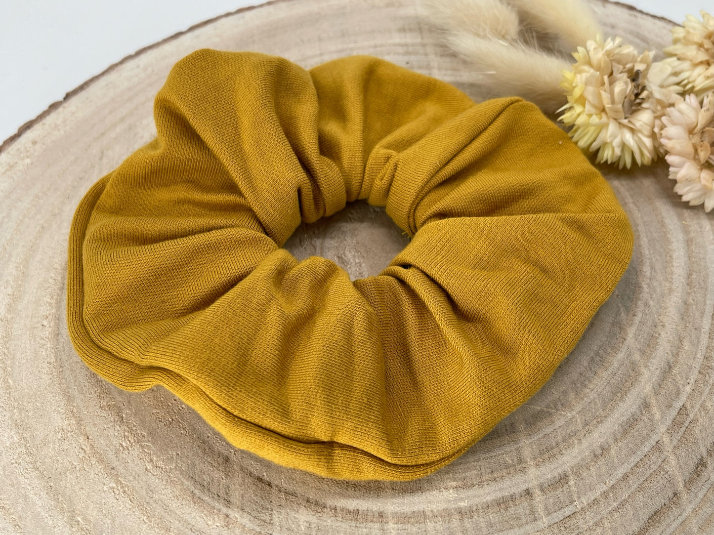 Jersey Scrunchie Haargummi Senf Uni braun
