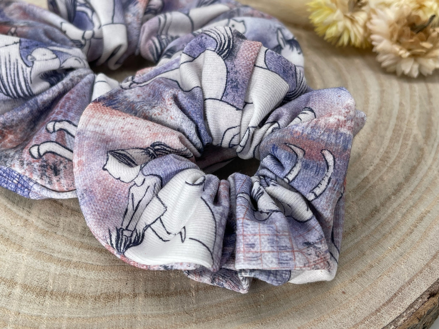 Scrunchie Haargummi elastisches Haarband kleine Reiterin blau für feines oder dickes Haar