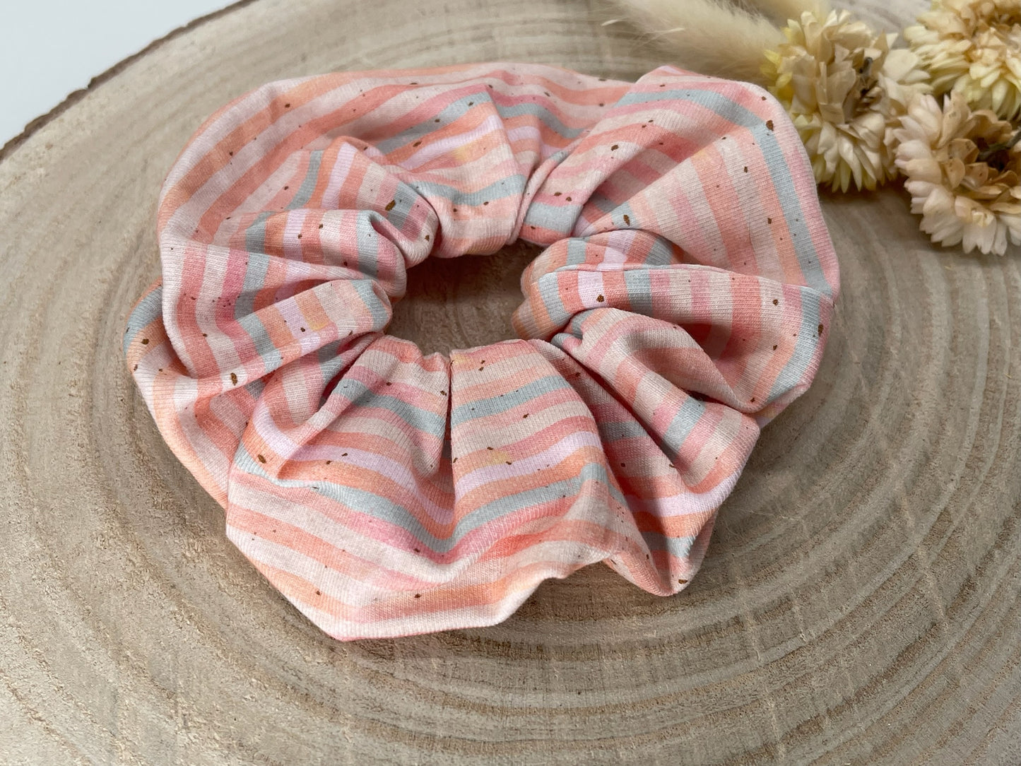Jersey Scrunchie Haargummi rosa Streifen