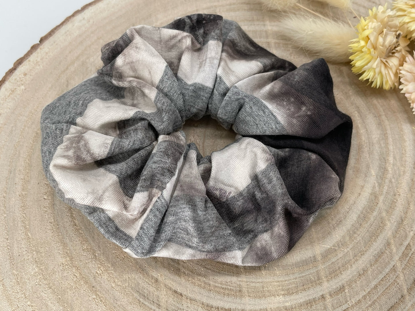 Modal Scrunchie Haargummi grau weiße Streifen