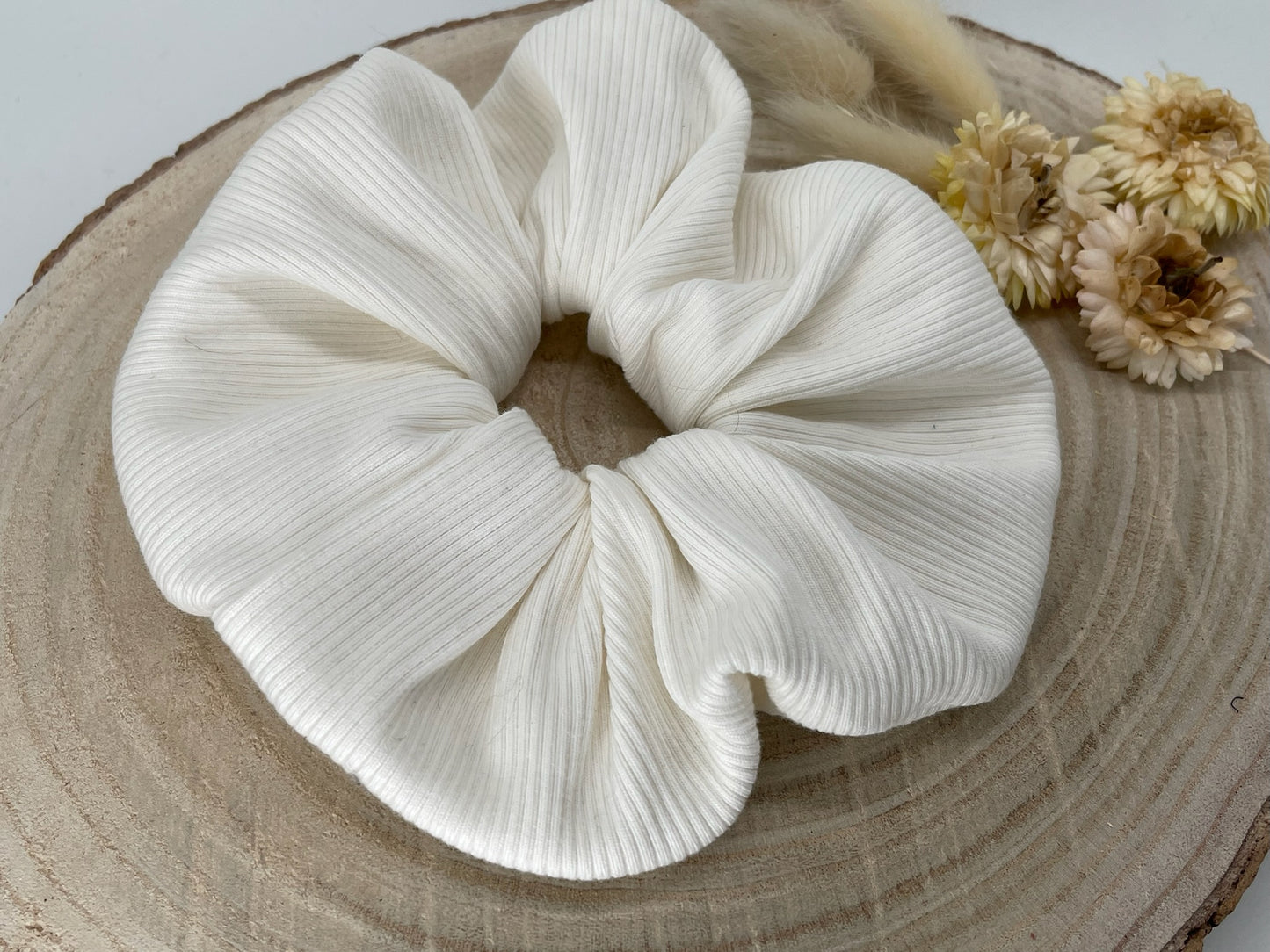 Jersey Scrunchie Haargummi Uni naturweiss