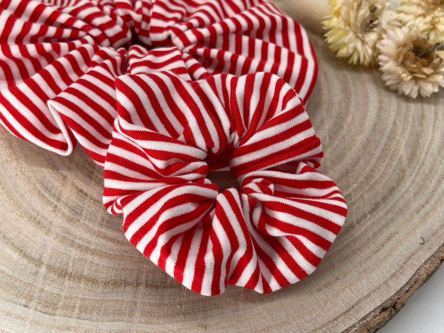 Scrunchie Haargummi Haarband weiß rot gestreift