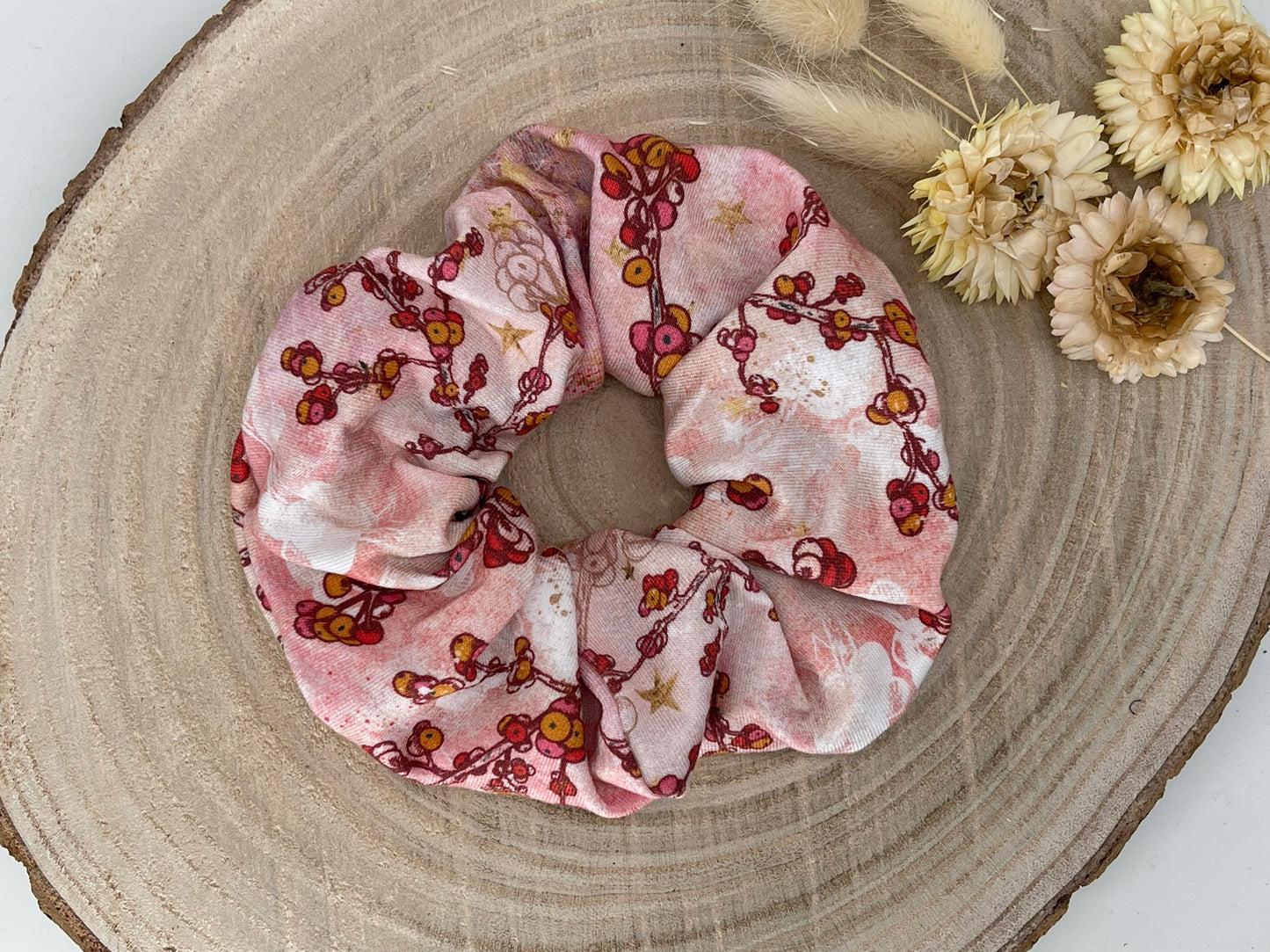 Jersey Scrunchie Haargummi Knospen rosa