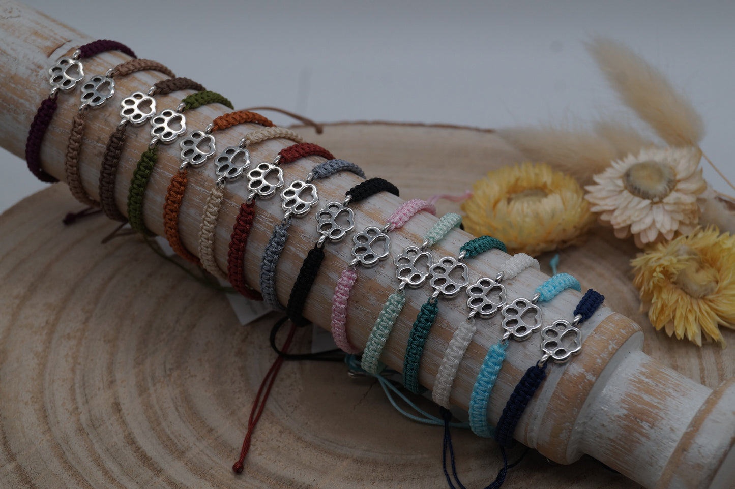 Freundschaftsarmband Makramee Armband Tatze silberfarbenen Edelstahl