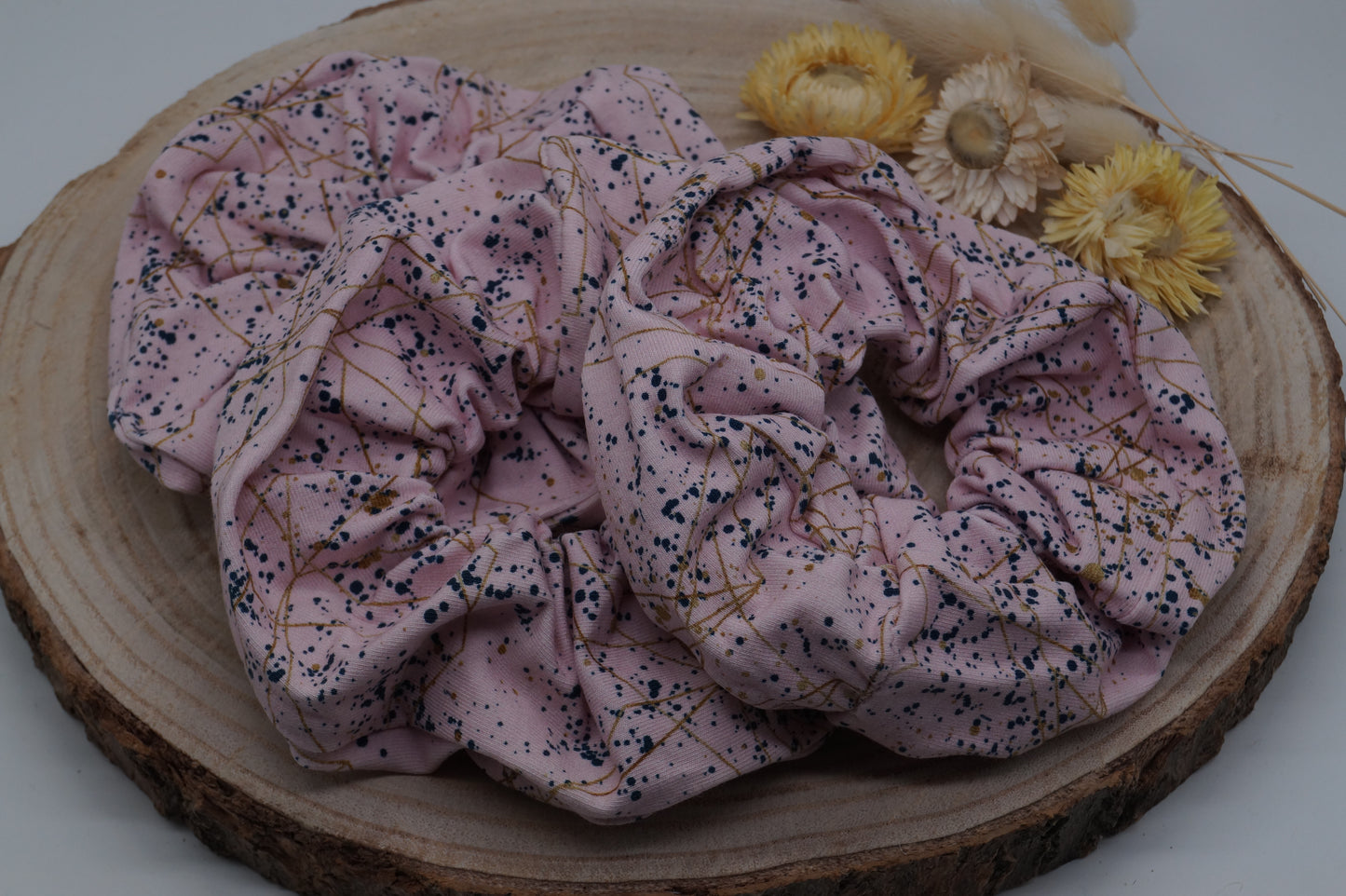 Jersey Scrunchie Haargummi rosa gesprenket