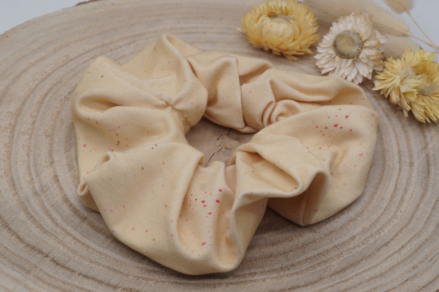 Scrunchie Haargummi elastisches Haarband Haarschmuck beige gesprenkelt für feines oder dickes Haar