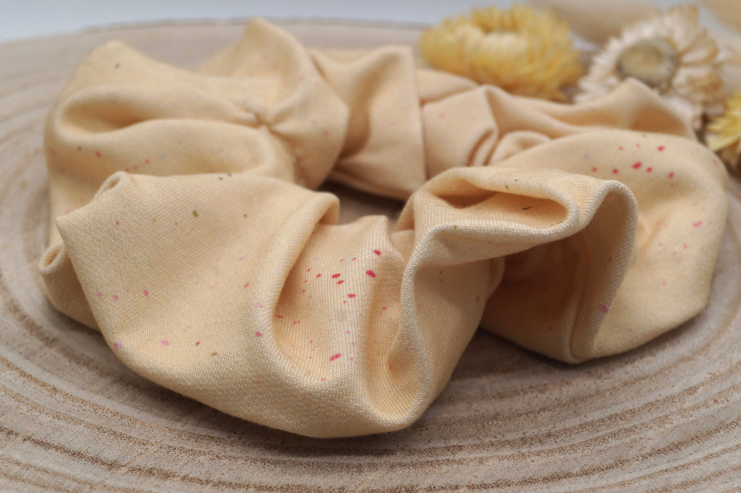 Scrunchie Haargummi elastisches Haarband Haarschmuck beige gesprenkelt für feines oder dickes Haar