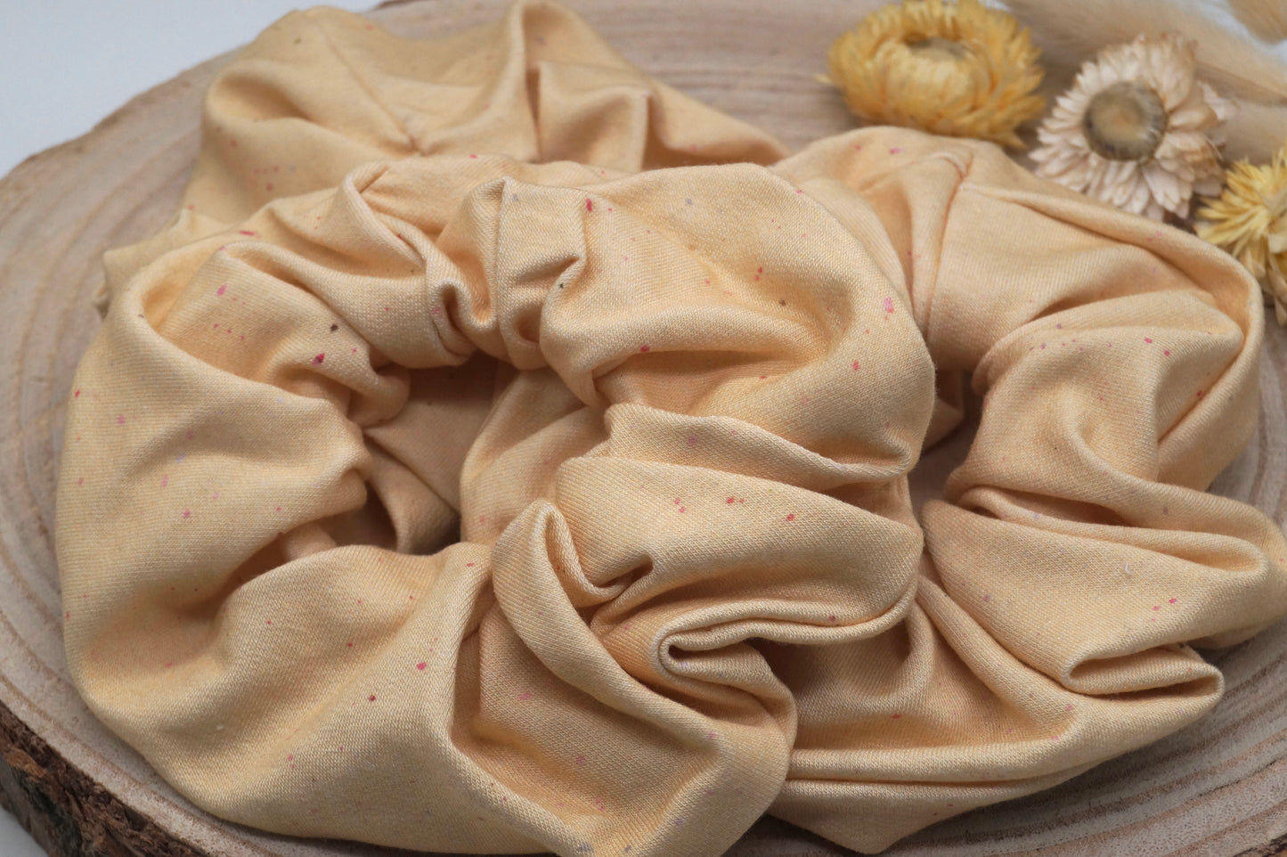 Scrunchie Haargummi elastisches Haarband Haarschmuck beige gesprenkelt für feines oder dickes Haar