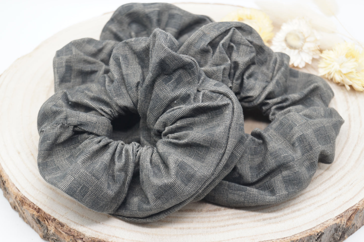 Jersey Scrunchie Haargummi grau braun Muster