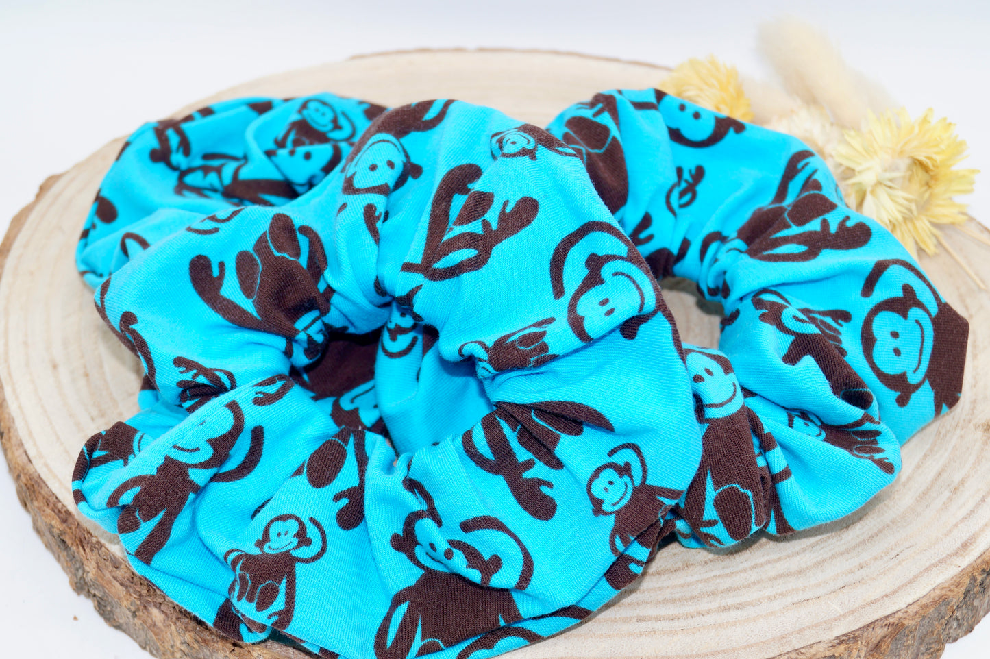 Jersey Scrunchie Haargummi Affen Bande blau