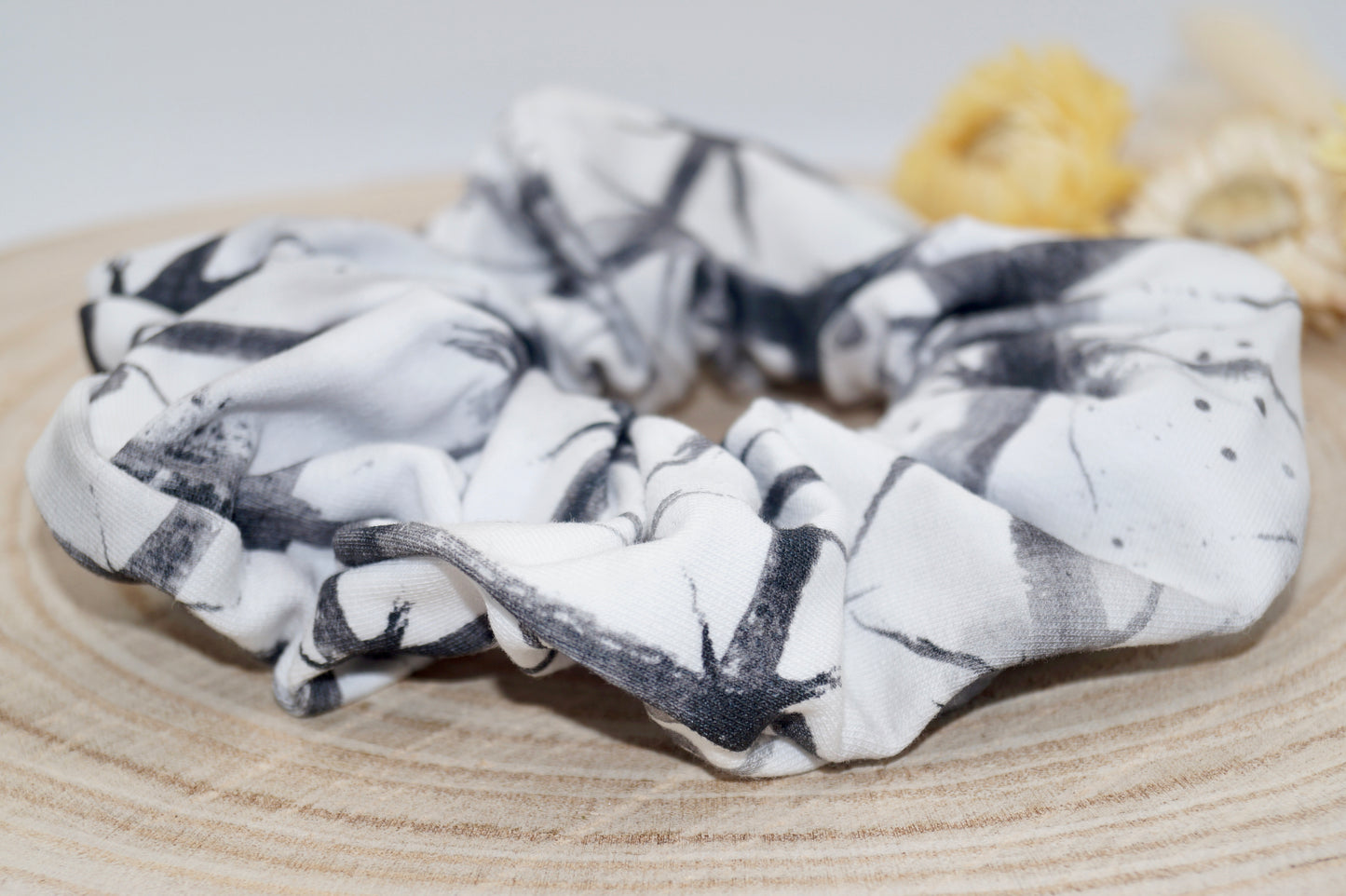 Jersey Scrunchie Haargummi schwarz und weiß