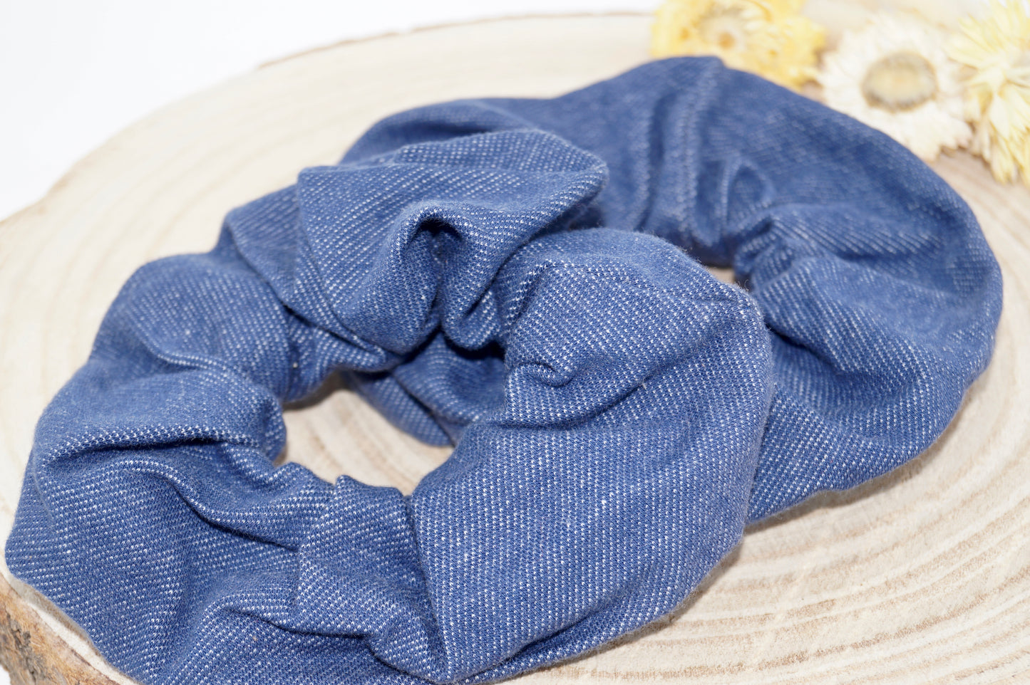 Jersey Scrunchie Haargummi Jeans Optik blau Uni