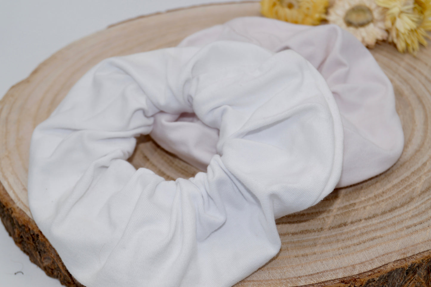 Jersey Scrunchie Haargummi Uni weiß