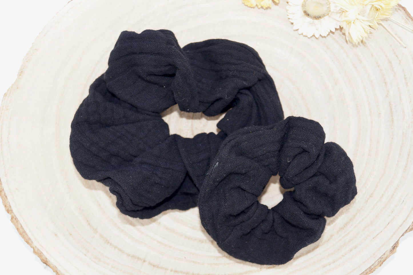 Musselin Scrunchie Haargummi schwarz uni