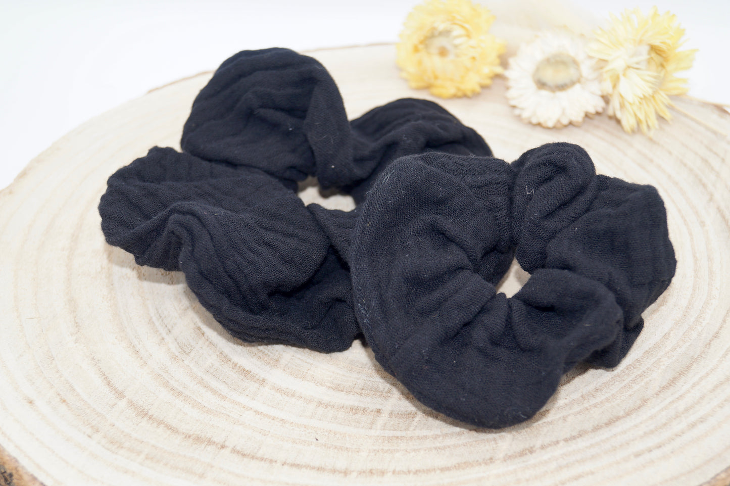 Musselin Scrunchie Haargummi schwarz uni