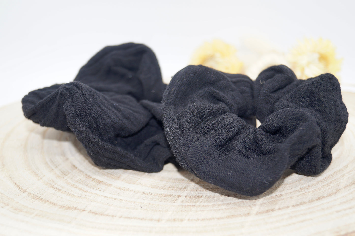 Musselin Scrunchie Haargummi schwarz uni