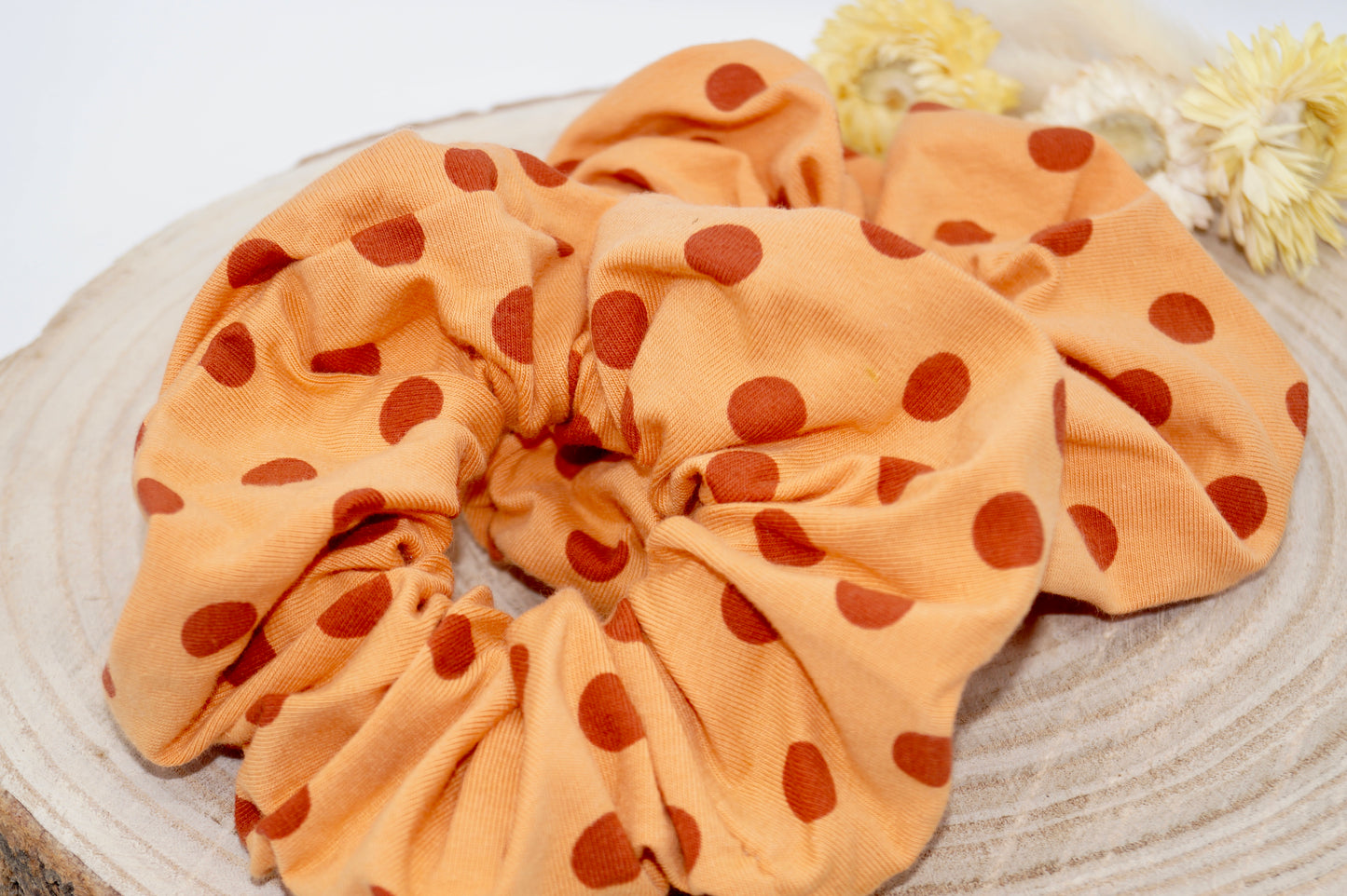 Jersey Scrunchie Haargummi Punkte braun