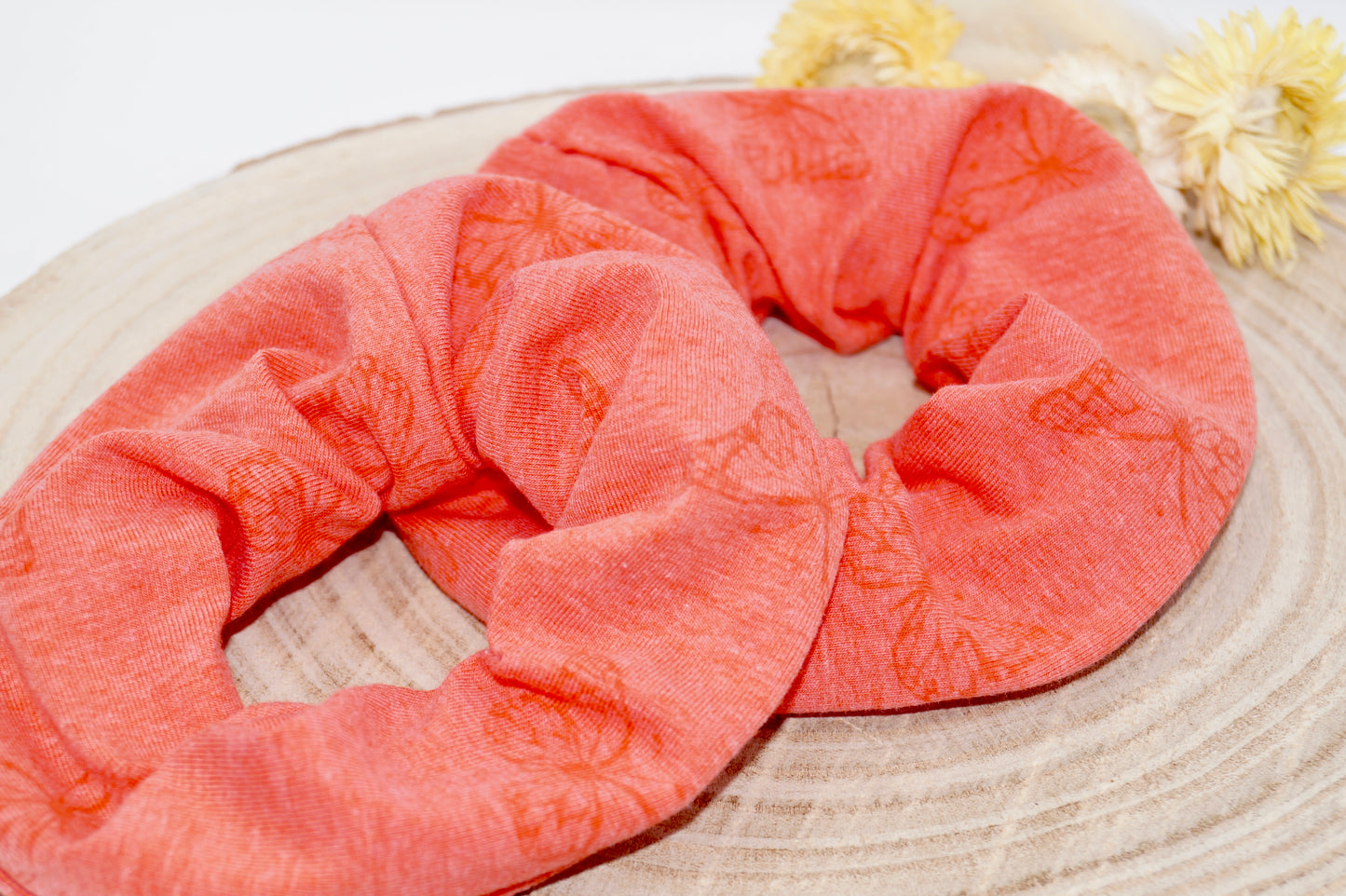 Jersey Scrunchie Haargummi Schmetterlinge orange rosa
