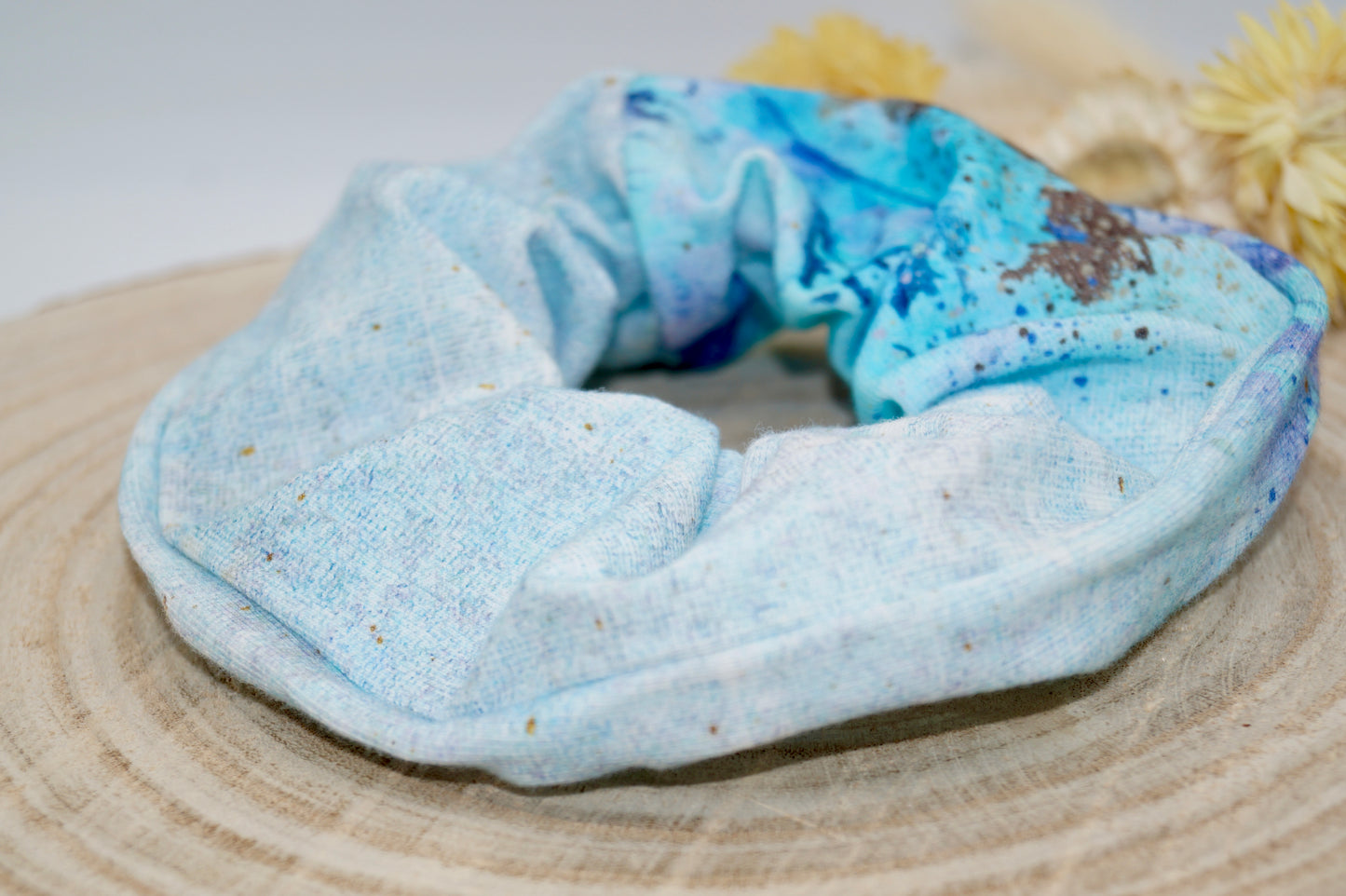 Scrunchie Haargummi Batik Blumen blau